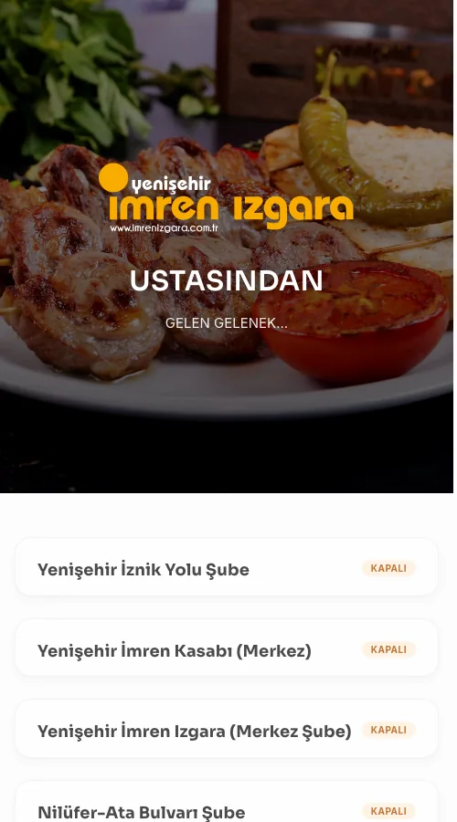 İmren Izgara — menü tasarımı