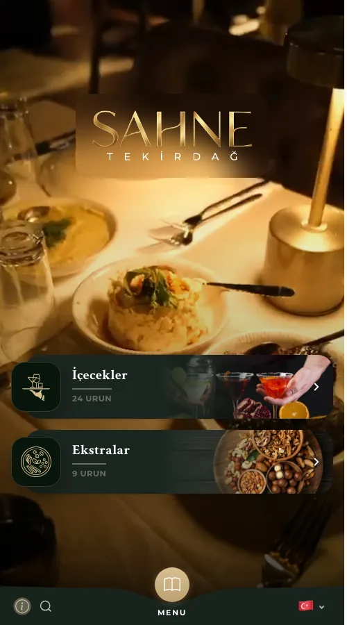 Sahne Tekirdağ — menü tasarımı