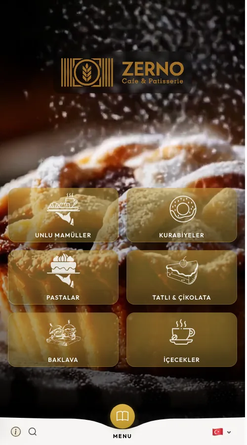 Zerno Cafe — menü tasarımı